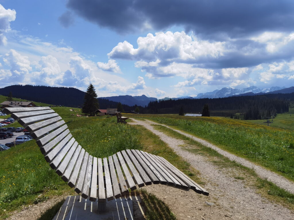 Die Panoramasicht von Winklmoosalm auf die Loferer Steinberge